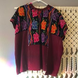 Vintage Guatemalan embroidered tribal blouse